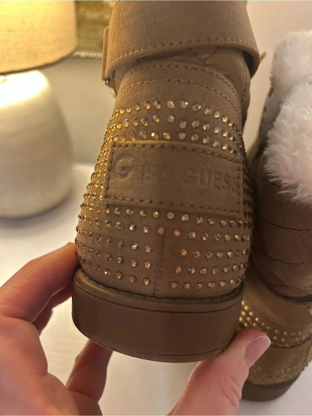 Guess Women's Quilted Faux-Fur Lined Winter Ankle Boots - Brown